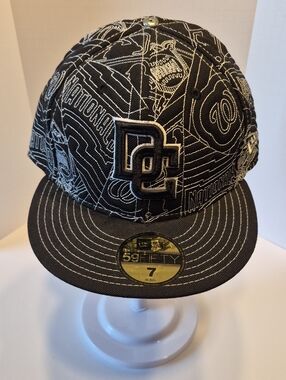 New Era Washington Nationals Black & White Patterned Fitted Hat